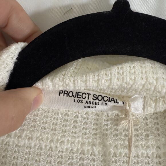 New Project Social T Swreater Women's Small Off White Knit Cotton Blend Pullover - Picture 4 of 10